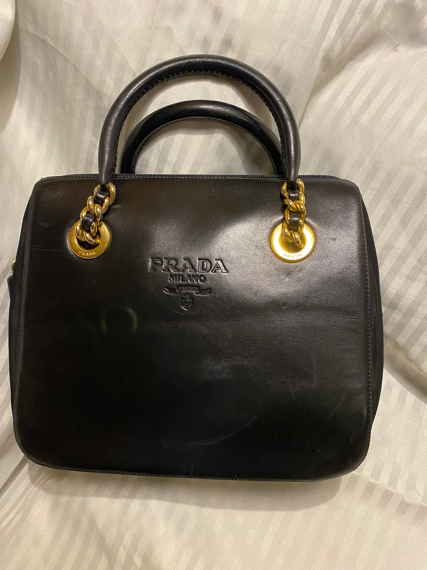 Black Prada Hand Bag Top Handle Purse